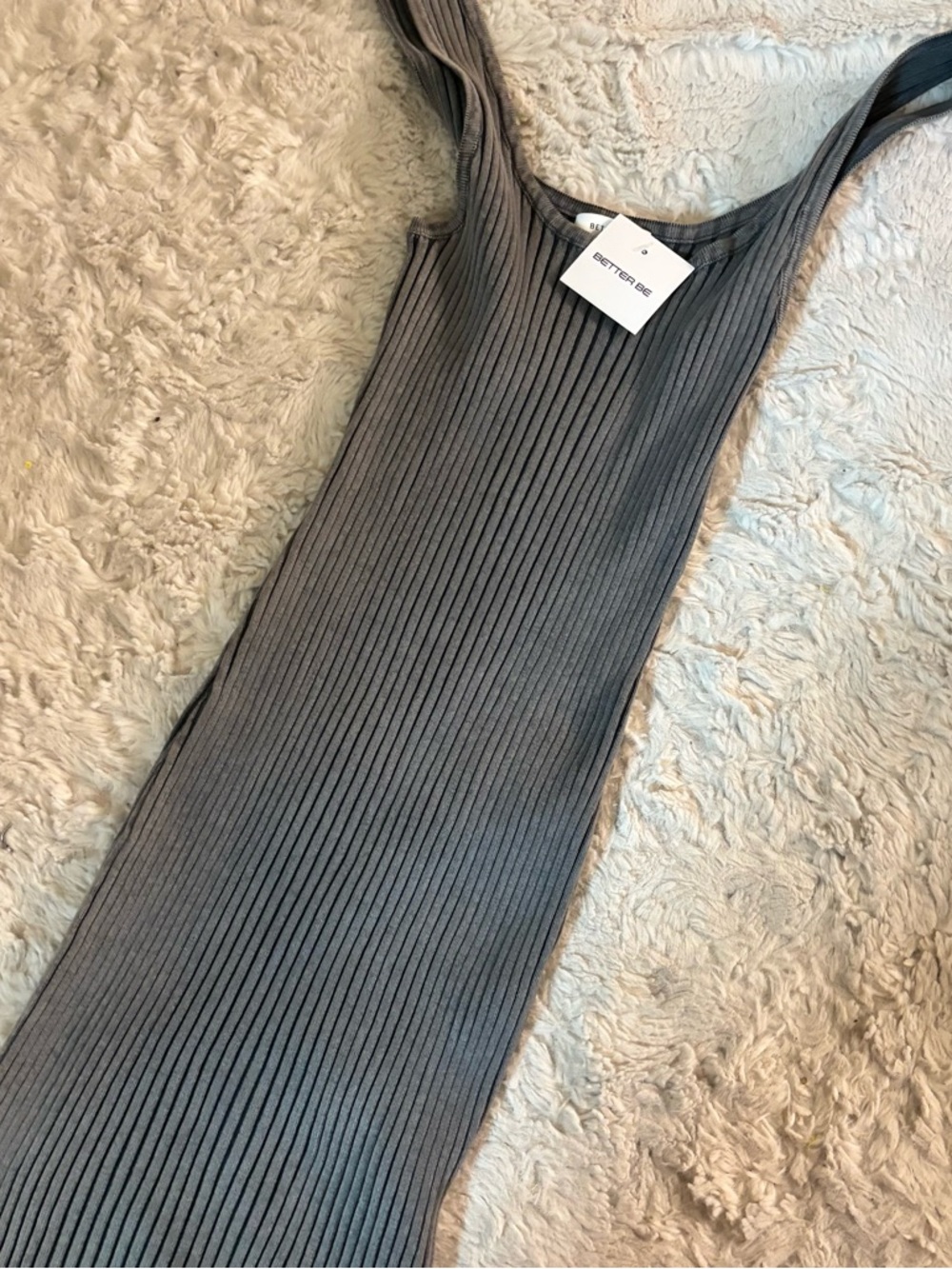 Better Be Ribbed Tank Dress in Charcoal Gray